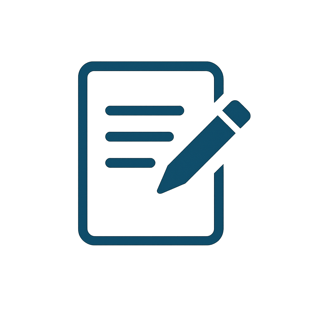 Flat vector icon showing a person reviewing and editing financial documents, symbolizing amended tax return preparation services.