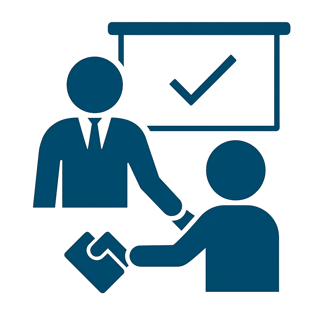 Flat-style vector showing a professional providing temporary tax relief guidance to a taxpayer, representing non-collectible agreement assistance