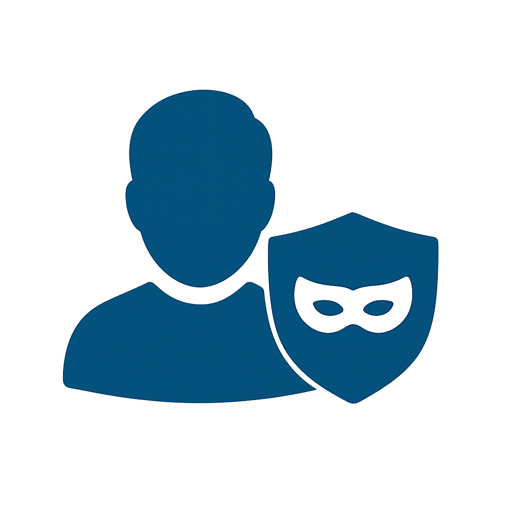 Flat vector icon of a secure shield and lock representing identity theft protection and resolution services, clean and professional style with transparent background.